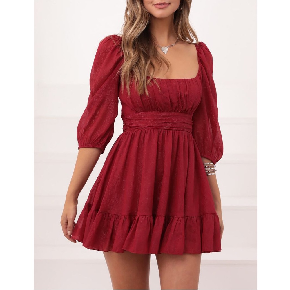 Lucy in the Sky Babydoll Neia Ruffle Dress Fits XS
